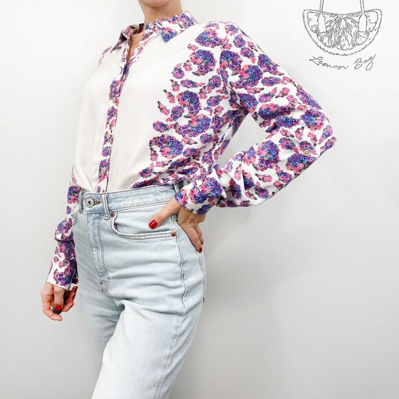 I Heart Ronson / Floral Pattern Button Down Shirt Blouse / Multicolor / Size S - Picture 1 of 8